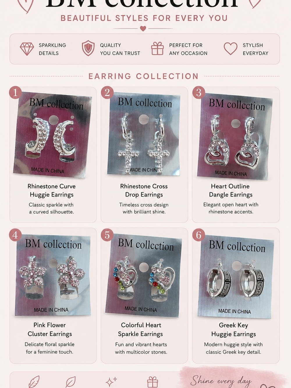 JM Collection Silver Rhinestone Heart Outline Dangle Earrings